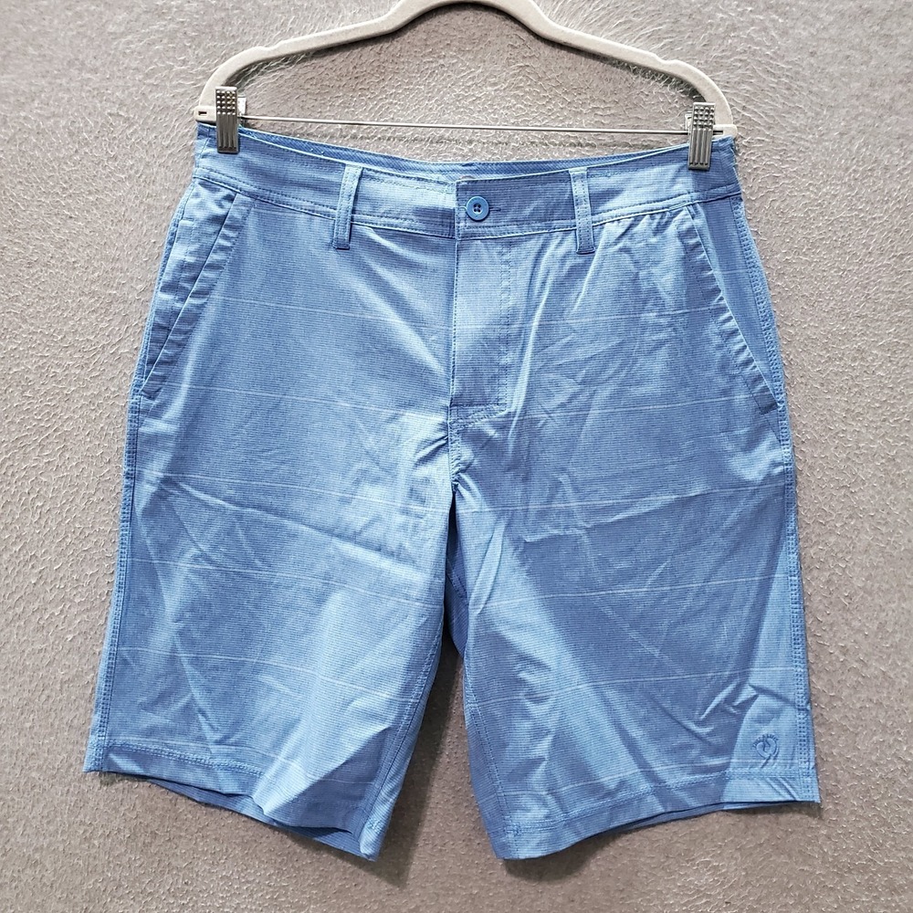 Hang Ten Men Shorts 32 Blue Chino Pockets Mid Rise Inseam 11"